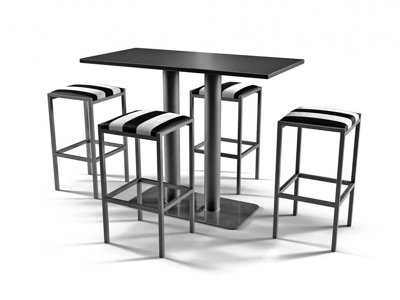 Set of Marine-Grade Seaboard Restaurant Outdoor Bar Table with Four Bar Stools Set of Marine-Grade Seaboard Restaurant Outdoor Bar Table with Four Bar Stools