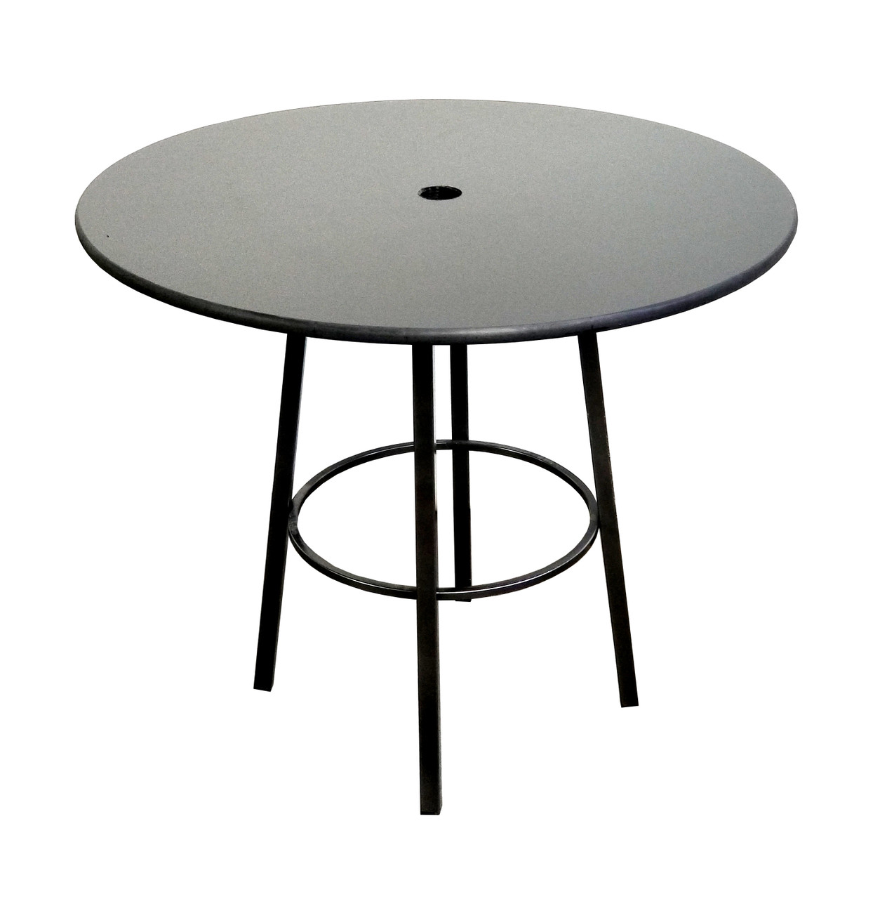 Outdoor Ready - Round Marine Grade Seaboard Table Top - Fully Welded Steel Frame - [4] Restaurant Chairs