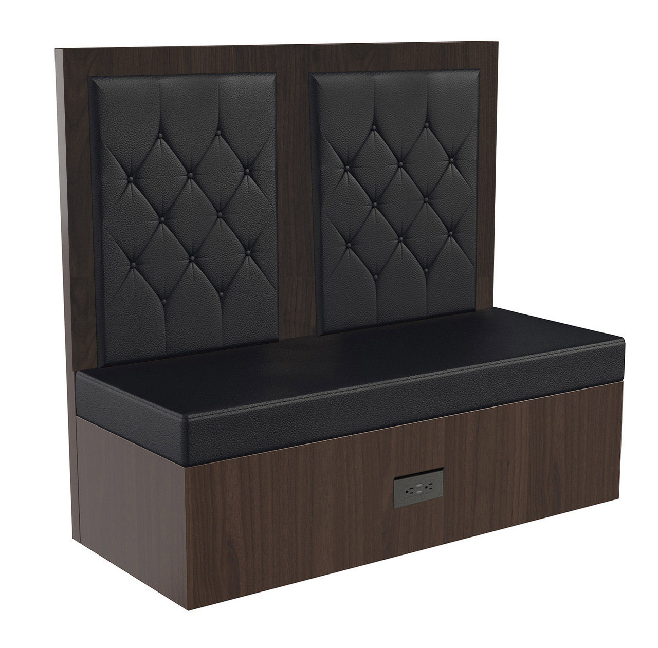 Restaurant Booth - Black Diamond Button Tufted Upholstery - Premium Formica® Wrapped Back,  Side & Base - Optional Power Outlet - Made in USA