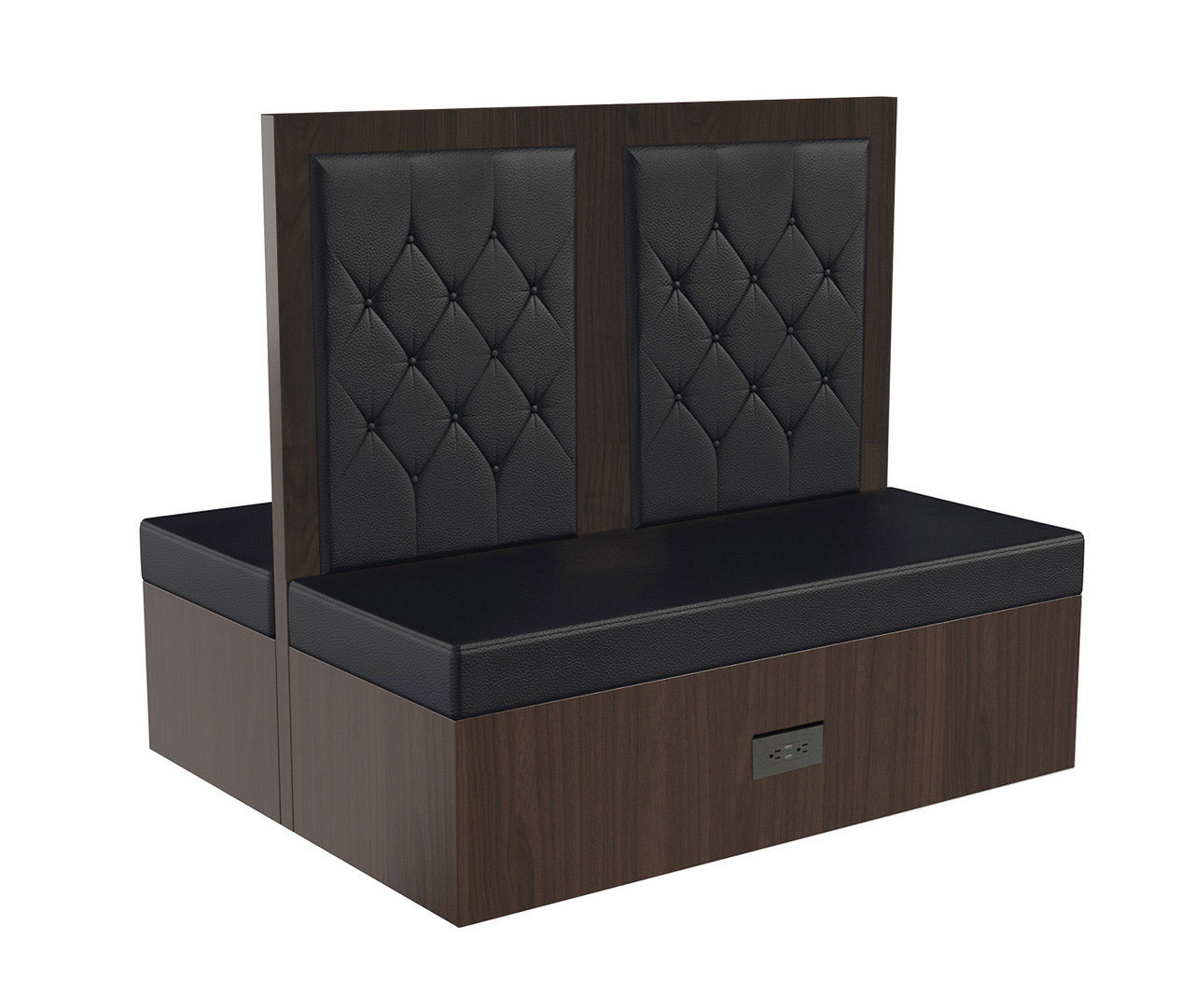 Restaurant Booth - Black Diamond Button Tufted Upholstery - Premium Formica® Wrapped Back,  Side & Base - Optional Power Outlet - Made in USA