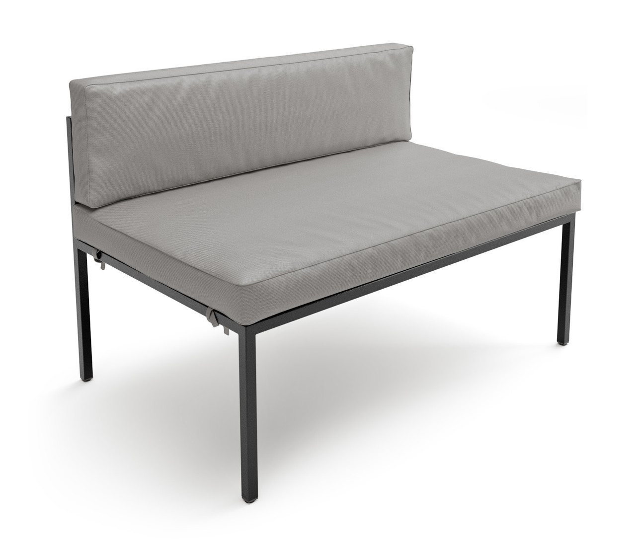 HERMOSA Heavy-Duty Outdoor Extension Bench  - Sunbrella Seating - Gunmetal Frame - Modular Outdoor Furniture - Made in USA