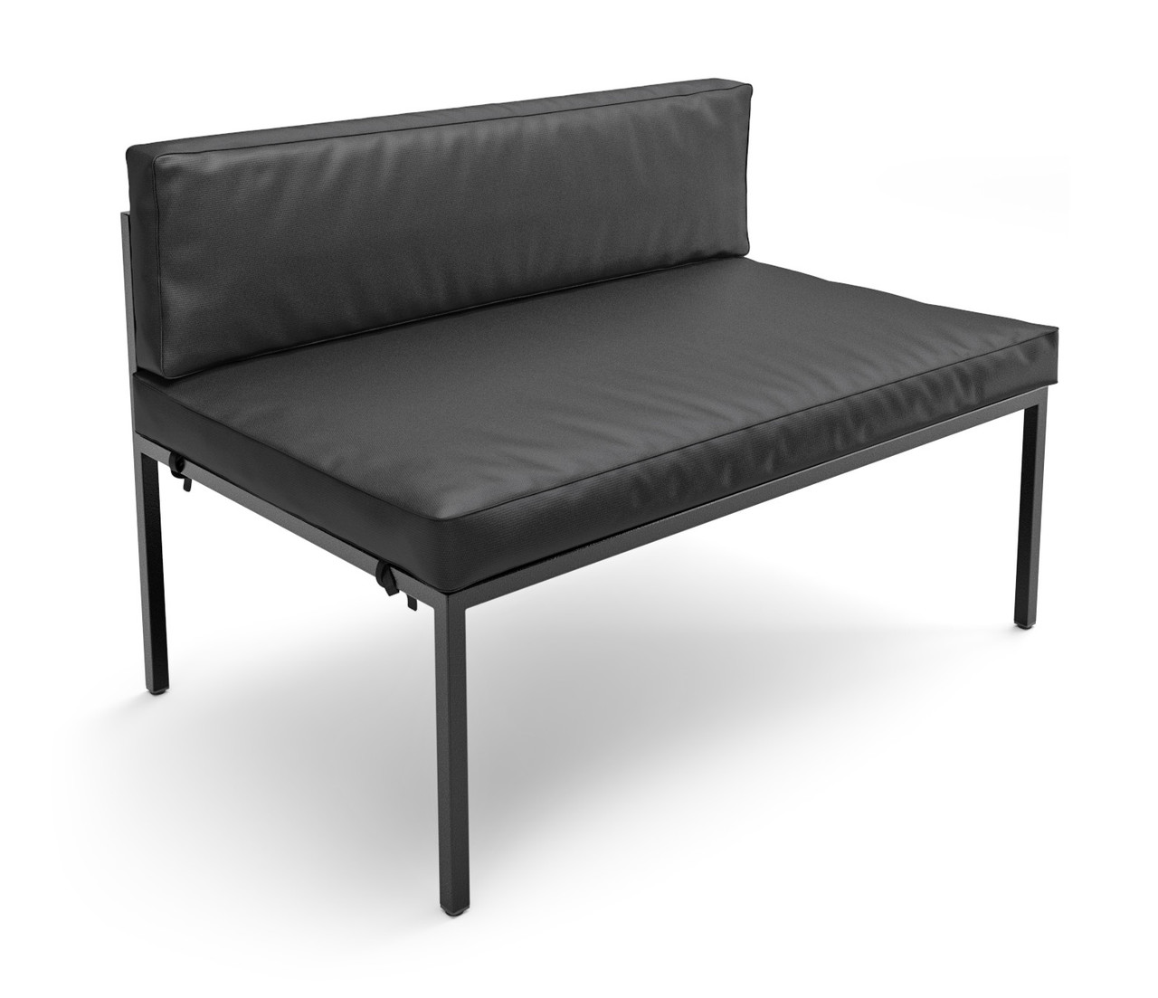 HERMOSA Heavy-Duty Outdoor Extension Bench  - Sunbrella Seating - Gunmetal Frame - Modular Outdoor Furniture - Made in USA