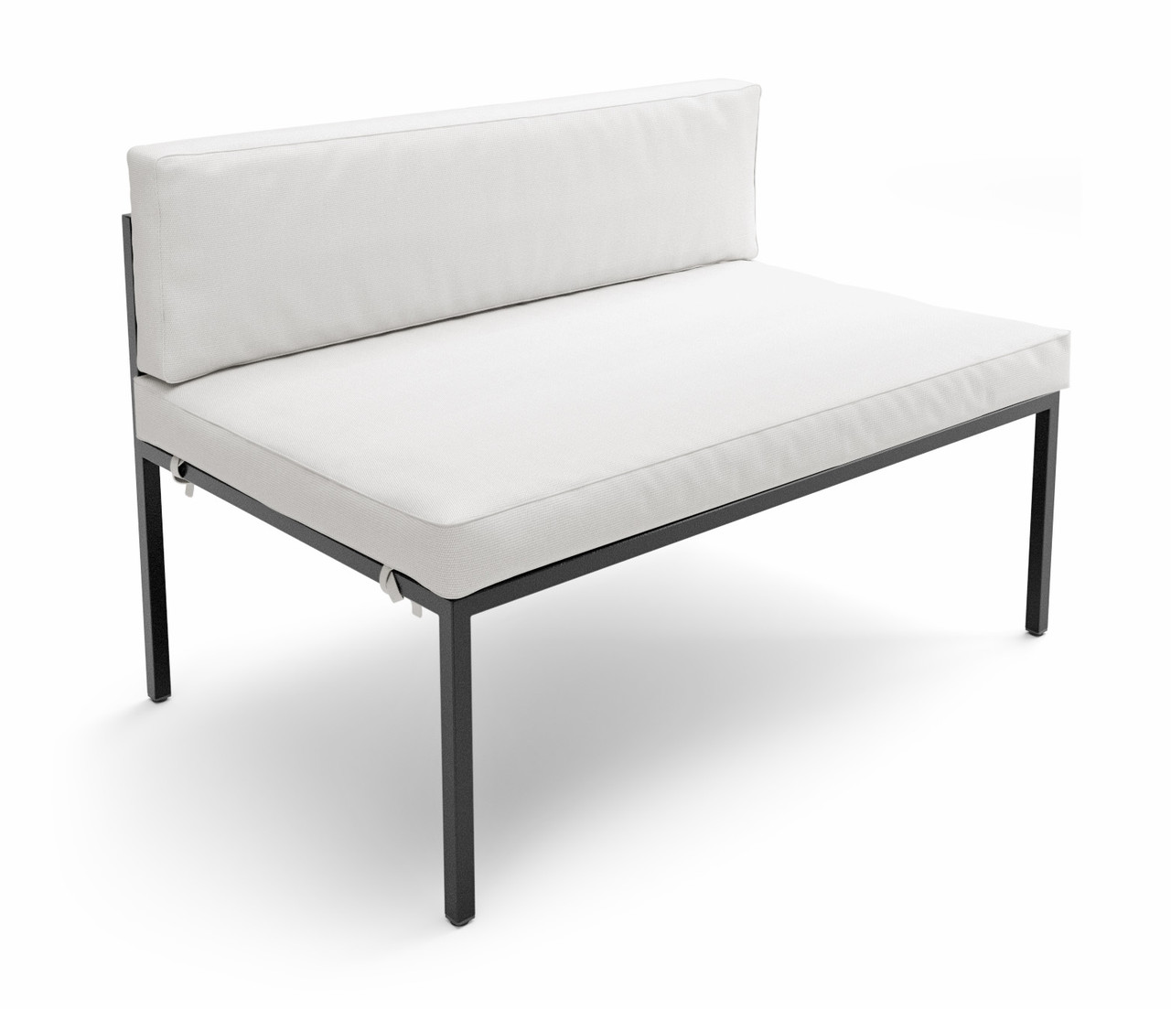 HERMOSA Heavy-Duty Outdoor Extension Bench  - Sunbrella Seating - Gunmetal Frame - Modular Outdoor Furniture - Made in USA