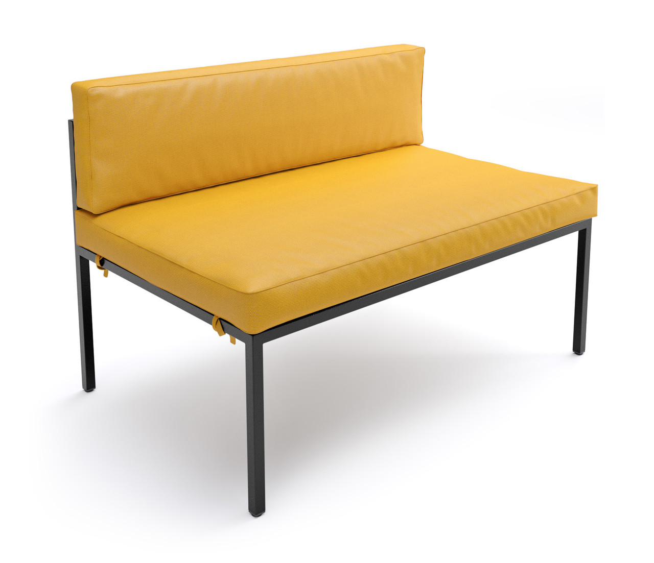 HERMOSA Heavy-Duty Outdoor Extension Bench  - Sunbrella Seating - Gunmetal Frame - Modular Outdoor Furniture - Made in USA
