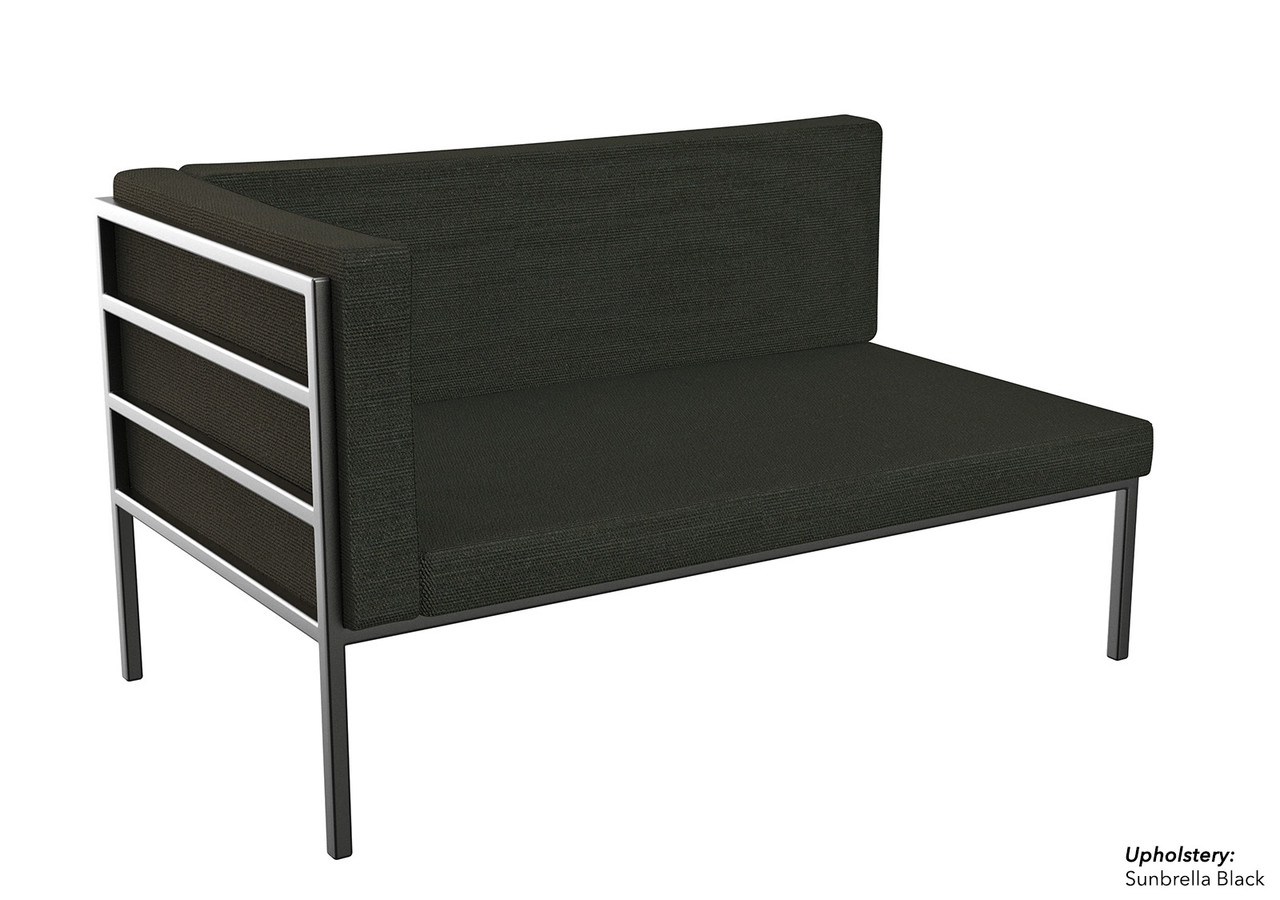 HERMOSA Heavy-Duty Outdoor Left Side Seating - Sunbrella Seating - Gunmetal Frame - Modular Outdoor Furniture - Made in USA HERMOSA Heavy-Duty Outdoor Left Side Seating - Sunbrella Seating - Gunmetal Frame - Modular Outdoor Furniture - Made in USA