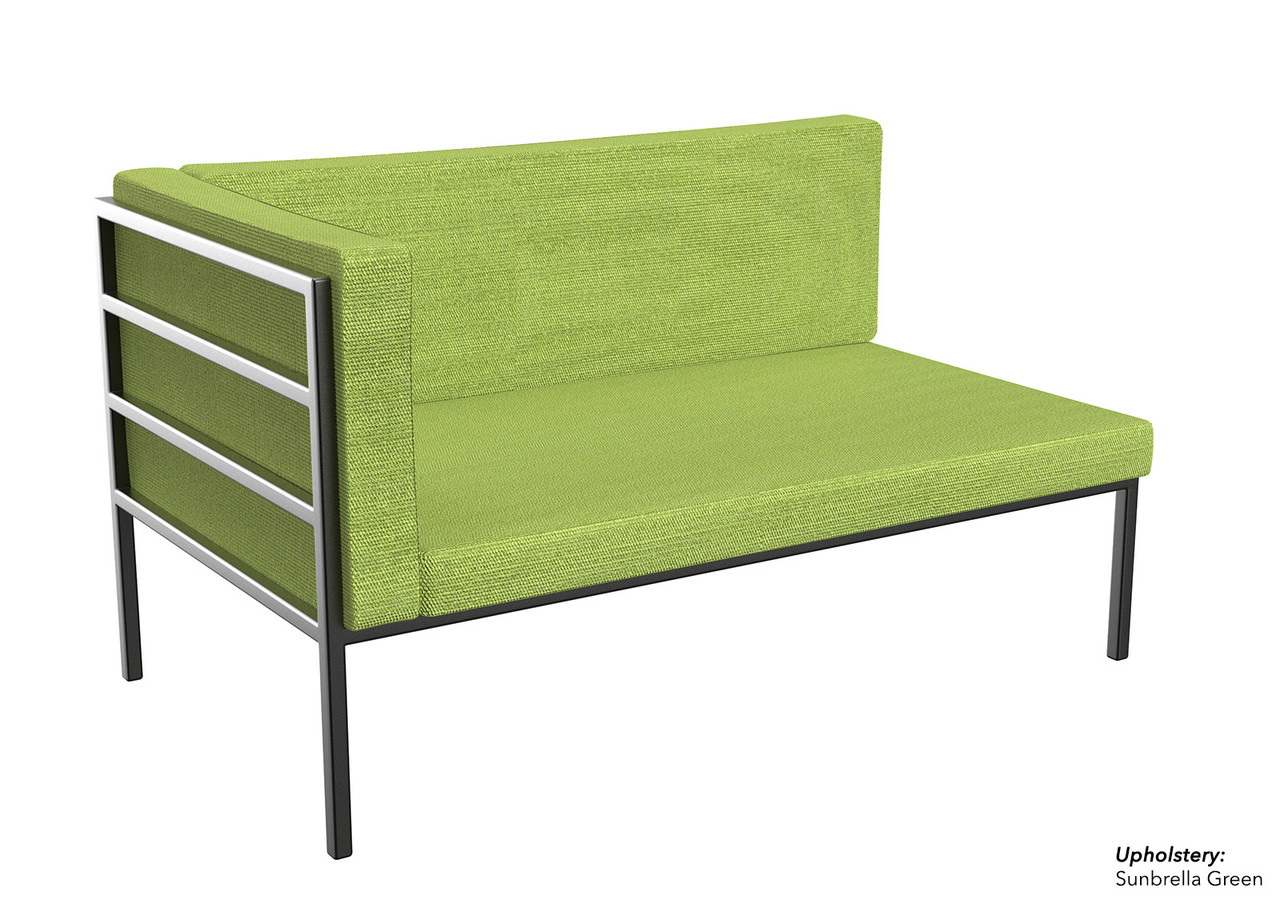 HERMOSA Heavy-Duty Outdoor Left Side Seating - Sunbrella Seating - Gunmetal Frame - Modular Outdoor Furniture - Made in USA HERMOSA Heavy-Duty Outdoor Left Side Seating - Sunbrella Seating - Gunmetal Frame - Modular Outdoor Furniture - Made in USA