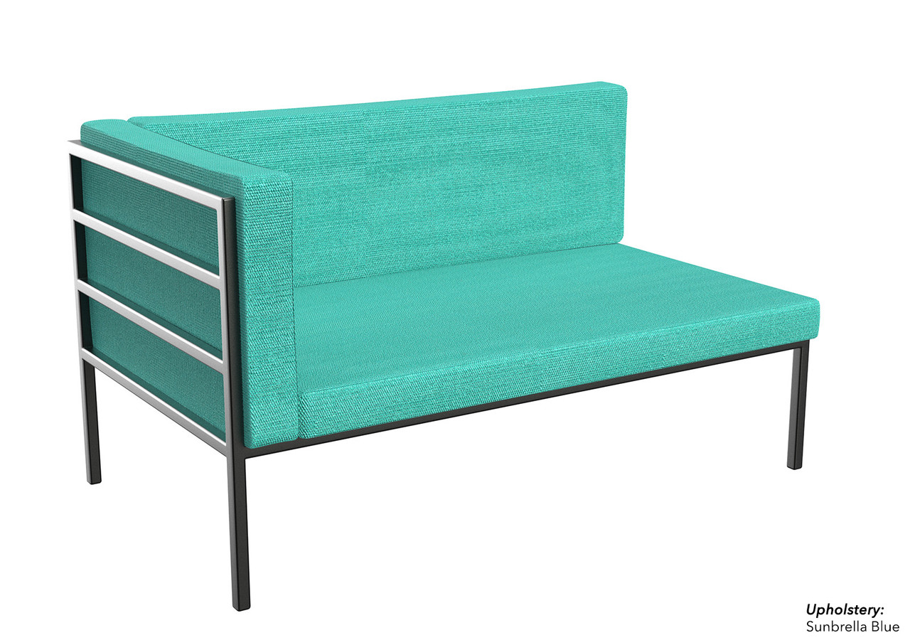 HERMOSA Heavy-Duty Outdoor Left Side Seating - Sunbrella Seating - Gunmetal Frame - Modular Outdoor Furniture - Made in USA HERMOSA Heavy-Duty Outdoor Left Side Seating - Sunbrella Seating - Gunmetal Frame - Modular Outdoor Furniture - Made in USA
