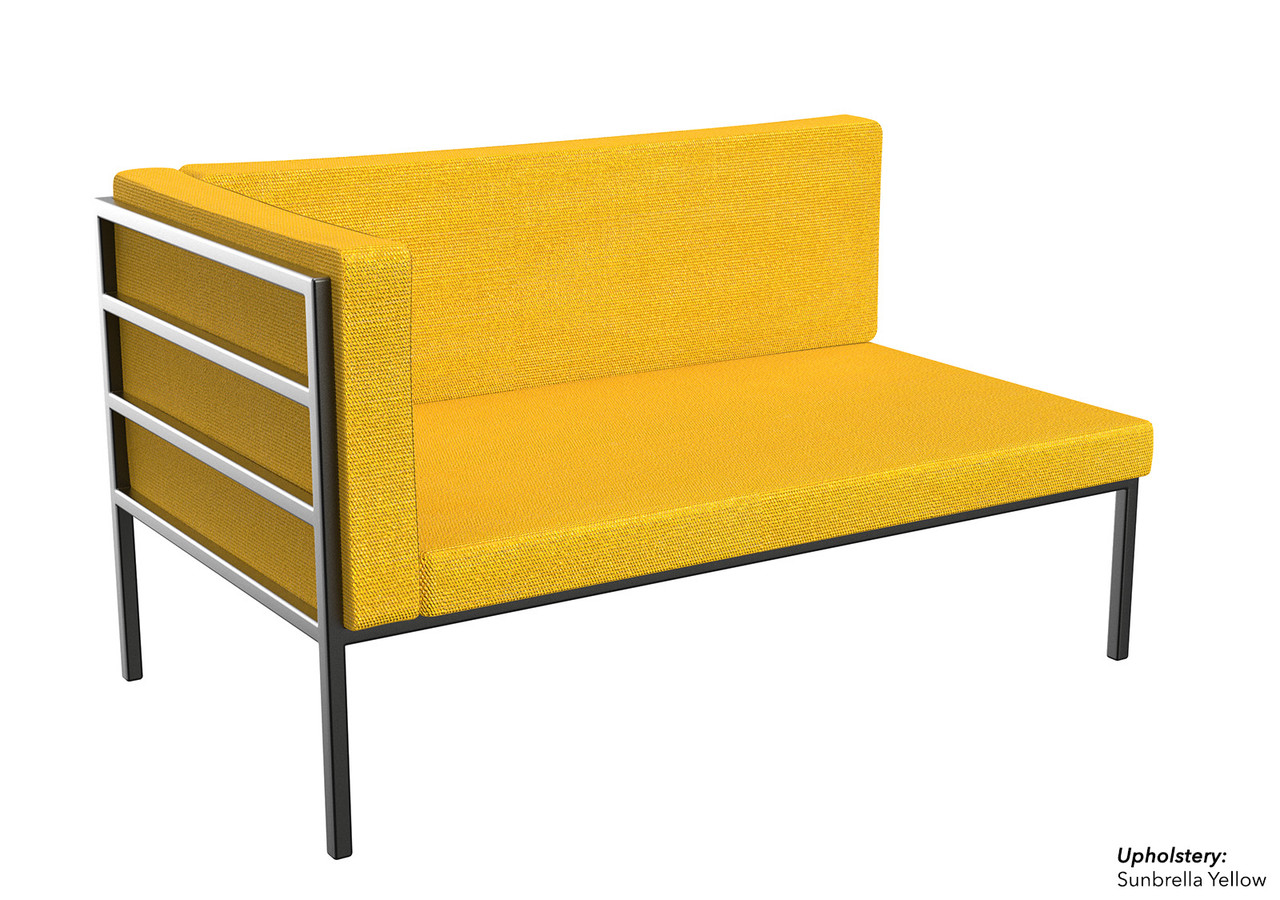 HERMOSA Heavy-Duty Outdoor Left Side Seating - Sunbrella Seating - Gunmetal Frame - Modular Outdoor Furniture - Made in USA HERMOSA Heavy-Duty Outdoor Left Side Seating - Sunbrella Seating - Gunmetal Frame - Modular Outdoor Furniture - Made in USA