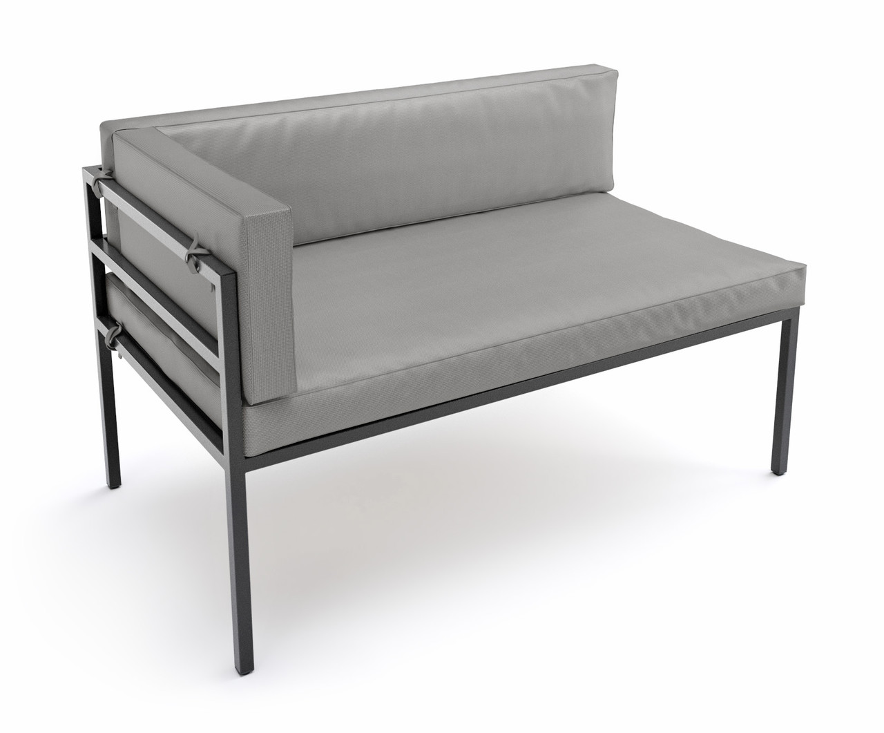 HERMOSA Heavy-Duty Outdoor Left Side Seating - Sunbrella Seating - Gunmetal Frame - Modular Outdoor Furniture - Made in USA