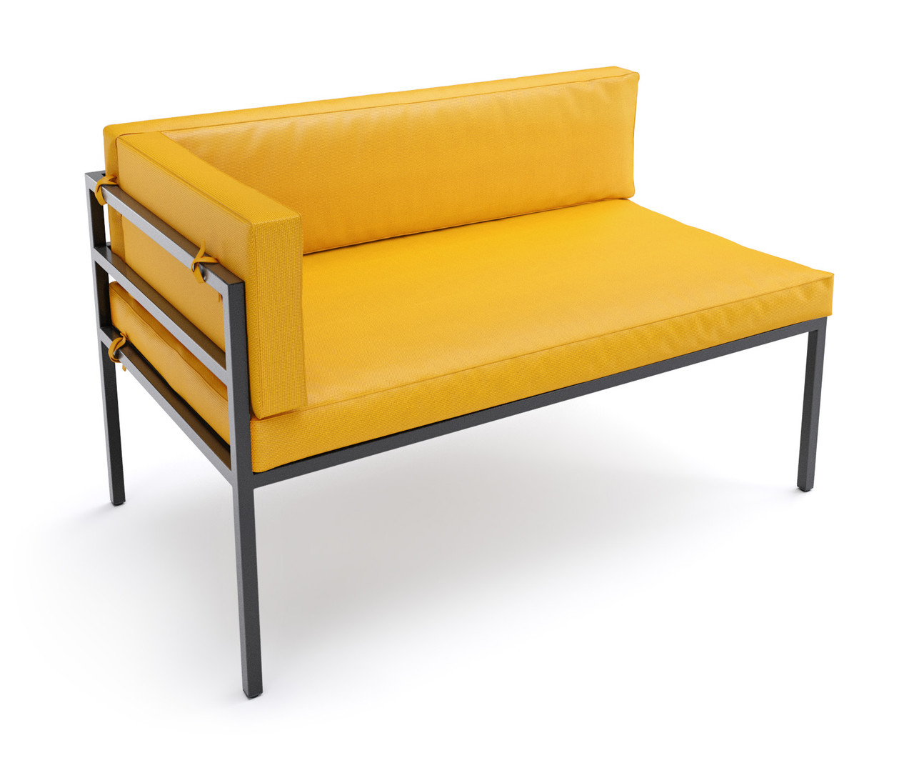 HERMOSA Heavy-Duty Outdoor Left Side Seating - Sunbrella Seating - Gunmetal Frame - Modular Outdoor Furniture - Made in USA
