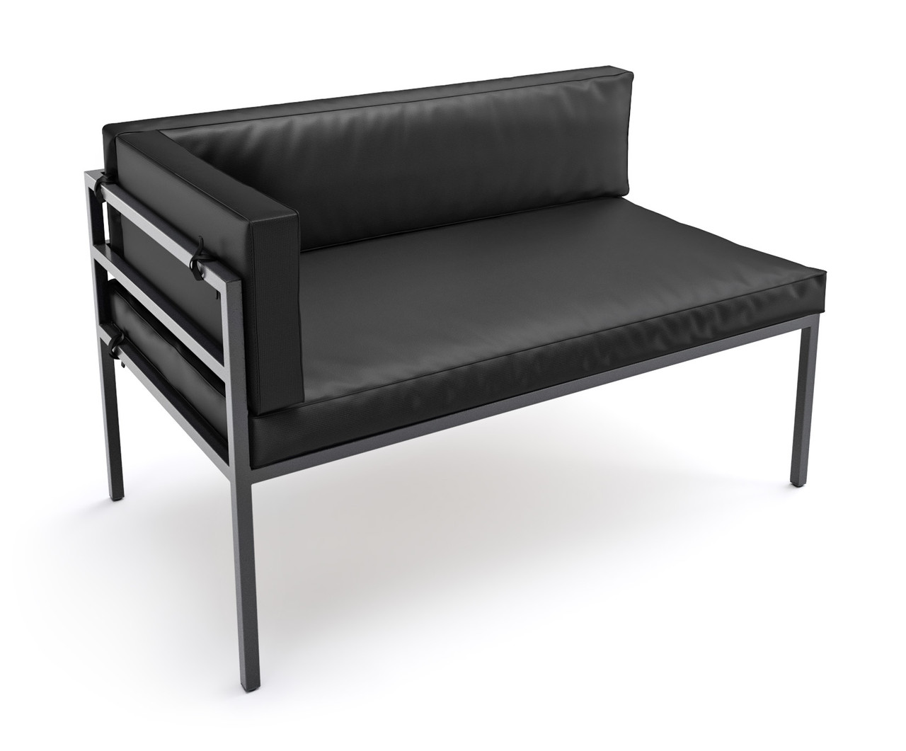 HERMOSA Heavy-Duty Outdoor Left Side Seating - Sunbrella Seating - Gunmetal Frame - Modular Outdoor Furniture - Made in USA