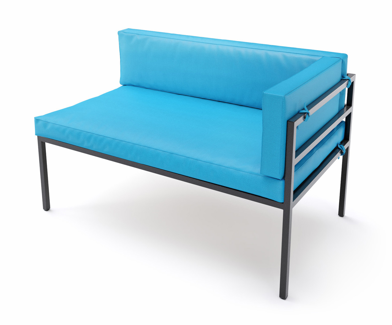 HERMOSA Heavy-Duty Outdoor Right Side Seating - Sunbrella Seating - Gunmetal Frame - Modular Outdoor Furniture - Made in USA