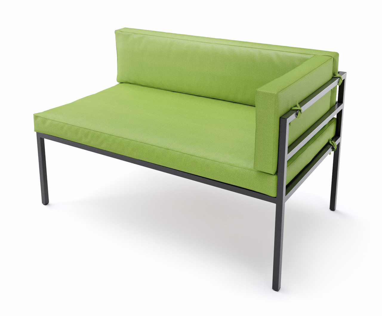 HERMOSA Heavy-Duty Outdoor Right Side Seating - Sunbrella Seating - Gunmetal Frame - Modular Outdoor Furniture - Made in USA