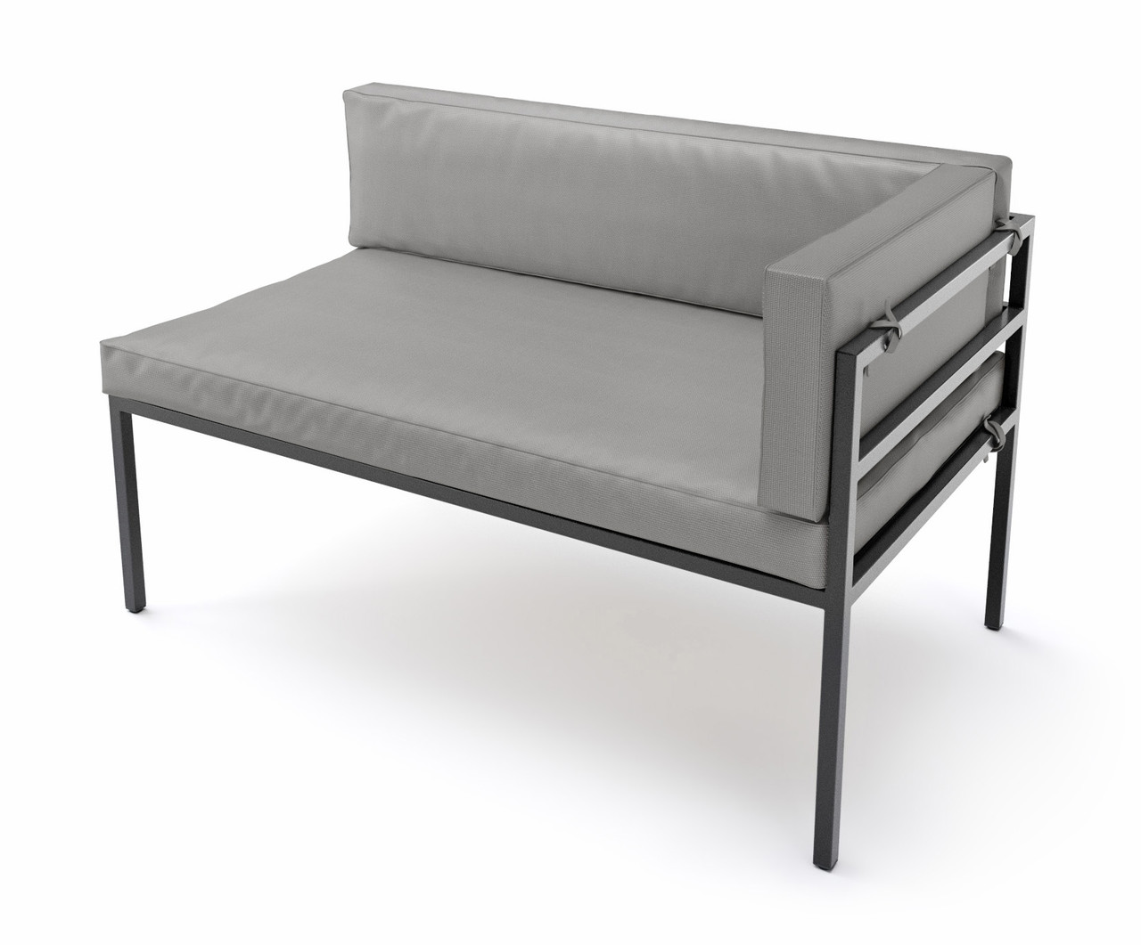 HERMOSA Heavy-Duty Outdoor Right Side Seating - Sunbrella Seating - Gunmetal Frame - Modular Outdoor Furniture - Made in USA
