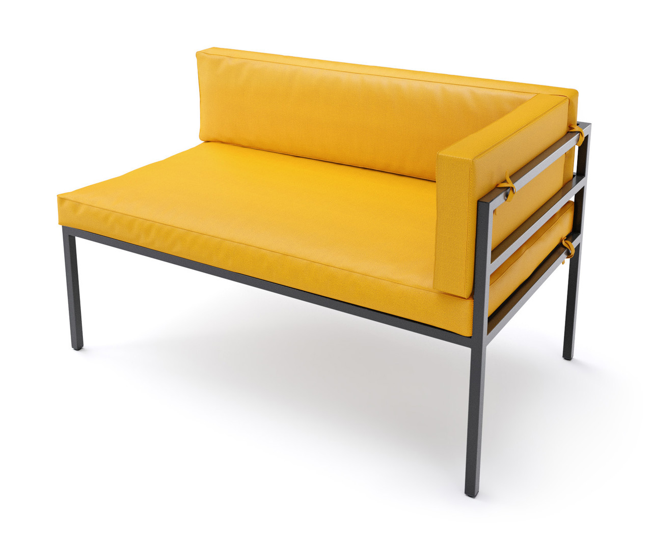 HERMOSA Heavy-Duty Outdoor Right Side Seating - Sunbrella Seating - Gunmetal Frame - Modular Outdoor Furniture - Made in USA