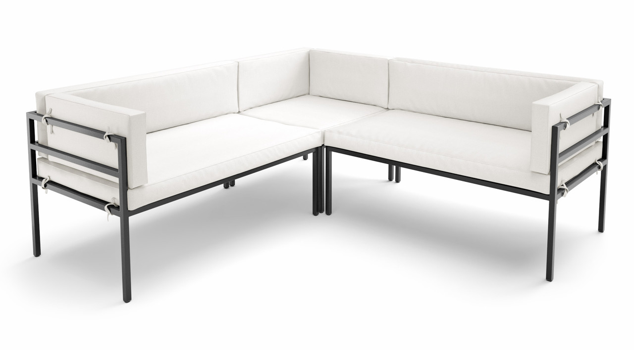 HERMOSA Heavy-Duty Outdoor L-Shape Seating - Sunbrella Seating - Gunmetal Frame - Modular Outdoor Furniture - Made in USA