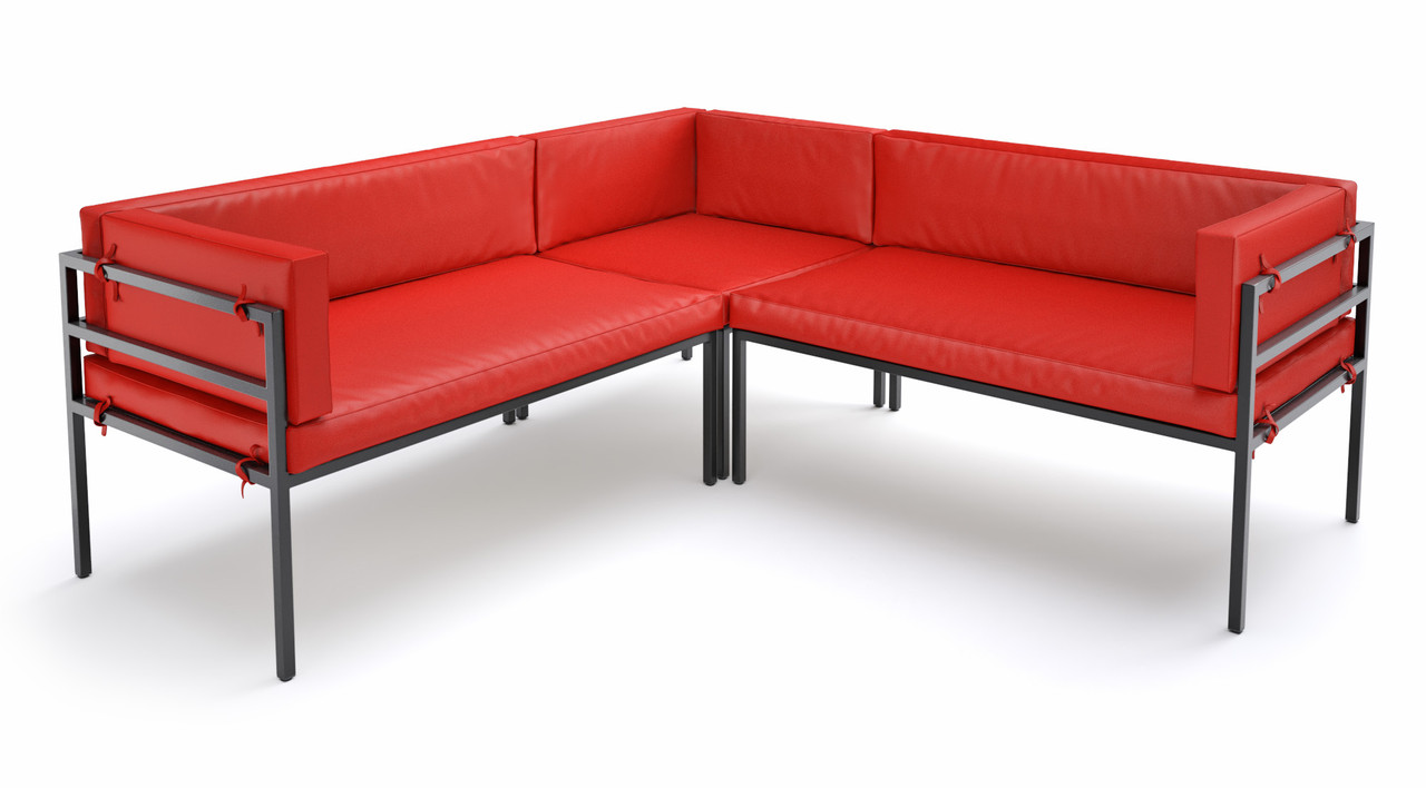 HERMOSA Heavy-Duty Outdoor L-Shape Seating - Sunbrella Seating - Gunmetal Frame - Modular Outdoor Furniture - Made in USA