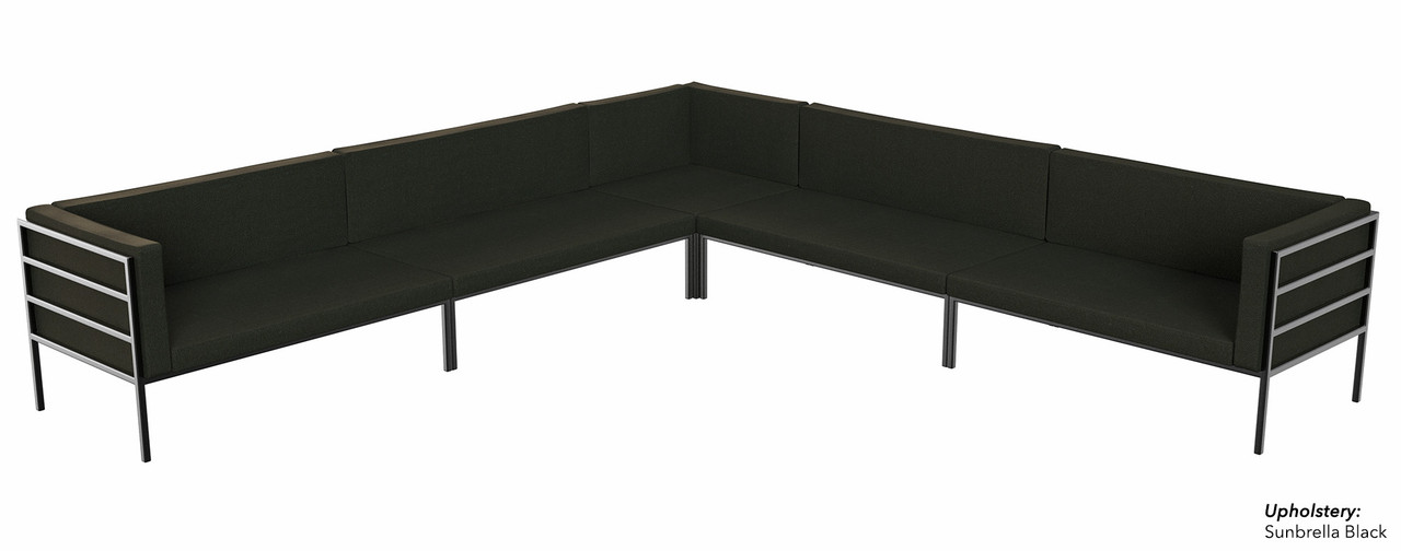 HERMOSA Heavy-Duty Outdoor  Large L-Shape Seating - Sunbrella Seating - Gunmetal Frame - Modular Outdoor Furniture - Made in USA