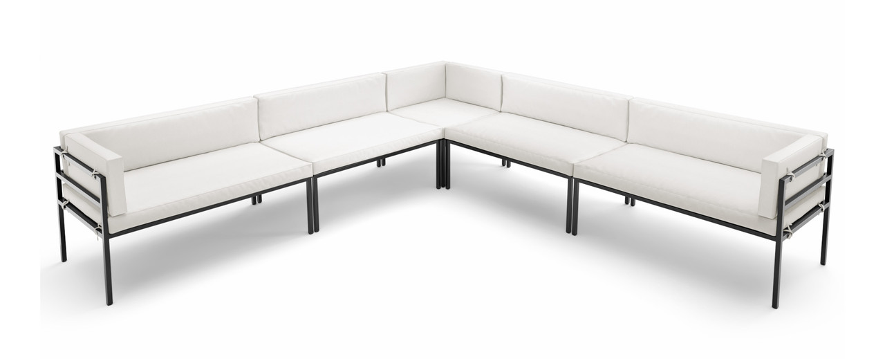 HERMOSA Heavy-Duty Outdoor  Large L-Shape Seating - Sunbrella Seating - Gunmetal Frame - Modular Outdoor Furniture - Made in USA