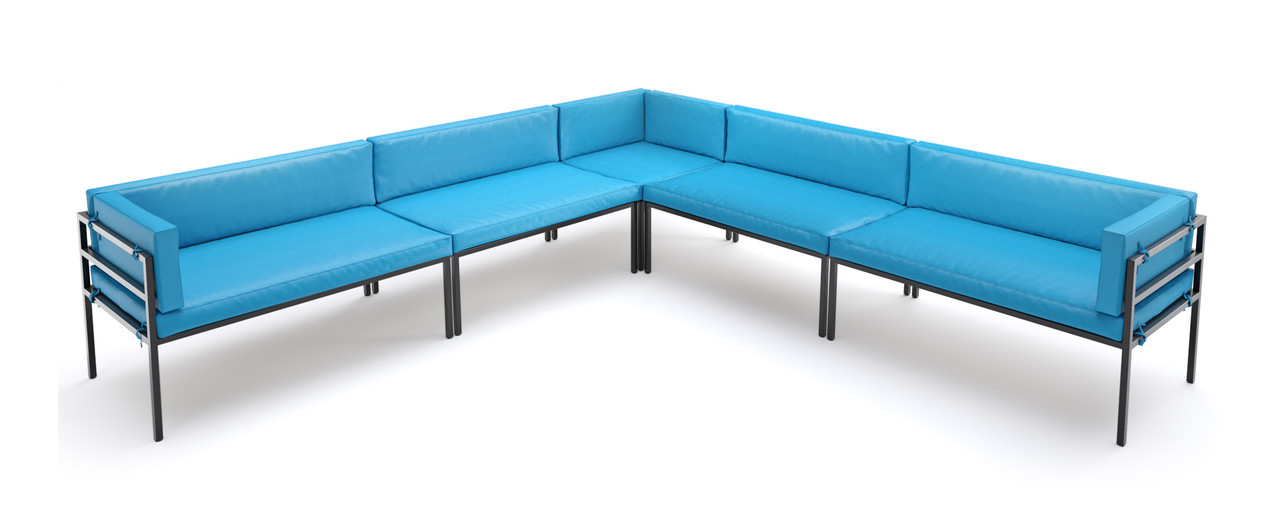 HERMOSA Heavy-Duty Outdoor  Large L-Shape Seating - Sunbrella Seating - Gunmetal Frame - Modular Outdoor Furniture - Made in USA