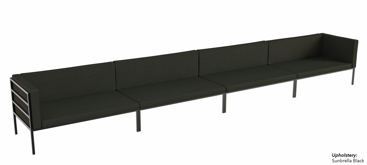 HERMOSA Heavy-Duty Outdoor Extra Long Seating - Sunbrella Seating - Gunmetal Frame - Modular Outdoor Furniture - Made in USA HERMOSA Heavy-Duty Outdoor Extra Long Seating - Sunbrella Seating - Gunmetal Frame - Modular Outdoor Furniture - Made in USA