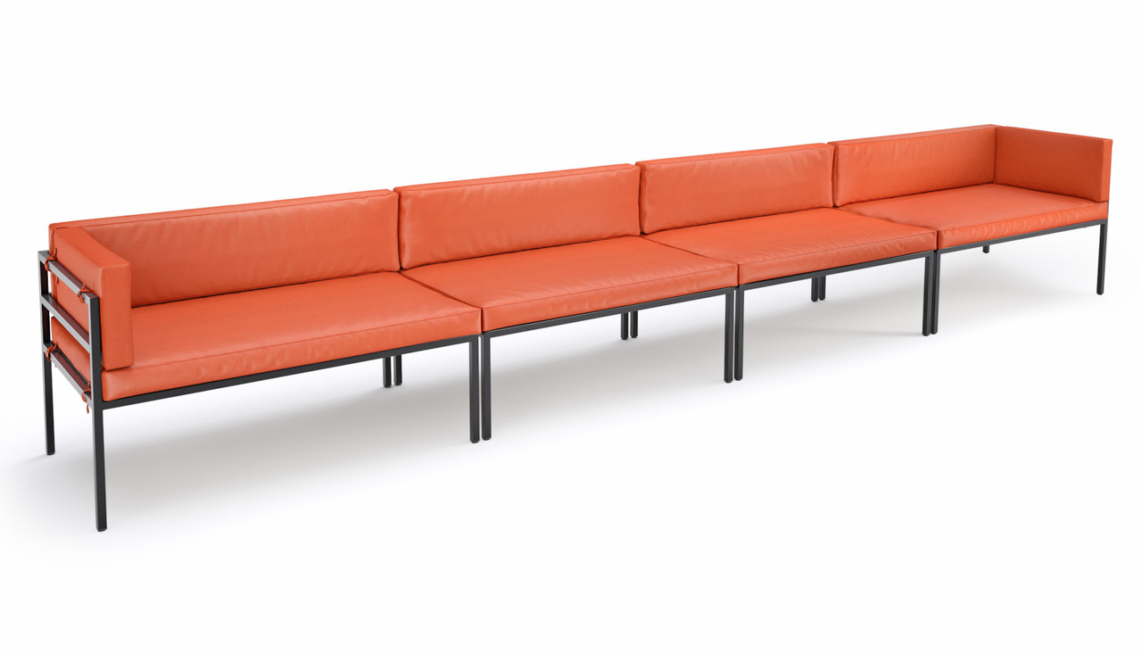 HERMOSA Heavy-Duty Outdoor Extra Long Seating - Sunbrella Seating - Gunmetal Frame - Modular Outdoor Furniture - Made in USA