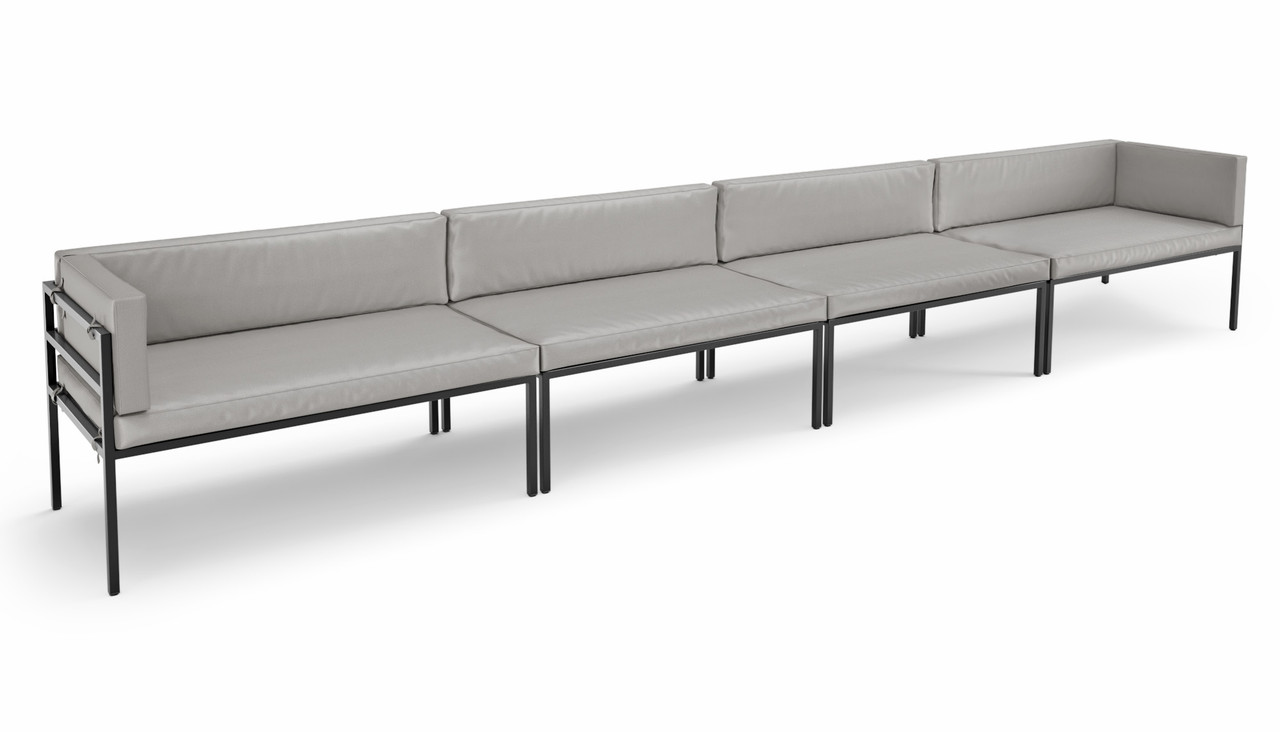 HERMOSA Heavy-Duty Outdoor Extra Long Seating - Sunbrella Seating - Gunmetal Frame - Modular Outdoor Furniture - Made in USA