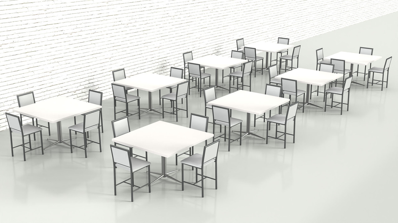 Restaurant Chair - Premium Upholstery - Gunmetal Heavy Duty Tubular Round Base