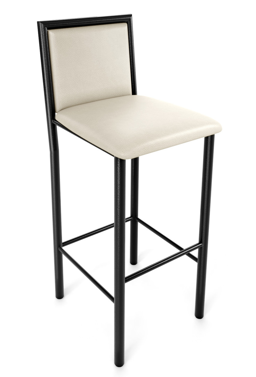 Bar Stool - Premium Upholstery - Gunmetal Heavy Duty Tubular Round Base