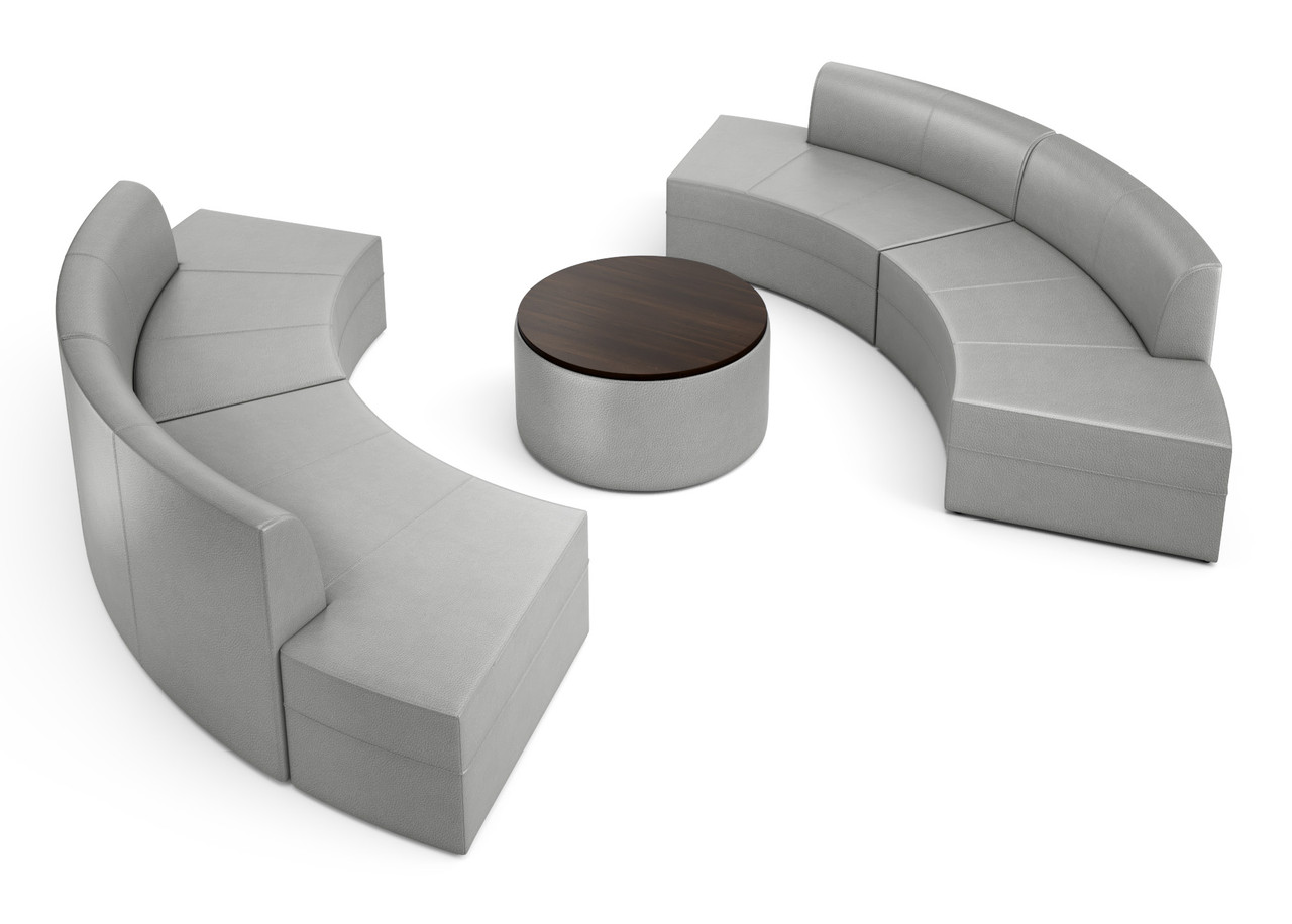 Circular Lounge Seating  - Walnut Top Center Table - Seats 12 - Handcrafted in USA