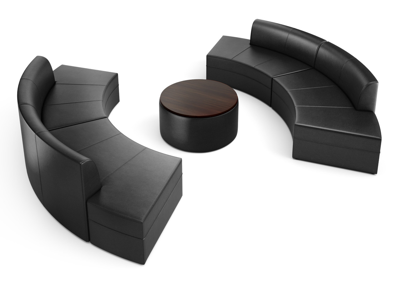 Circular Lounge Seating  - Walnut Top Center Table - Seats 12 - Handcrafted in USA