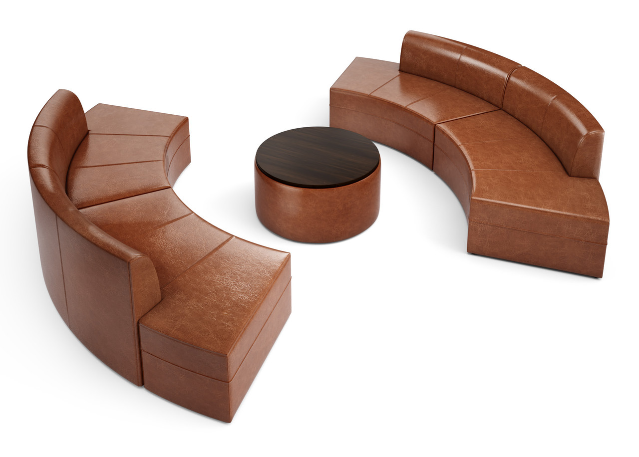 Circular Lounge Seating  - Walnut Top Center Table - Seats 12 - Handcrafted in USA