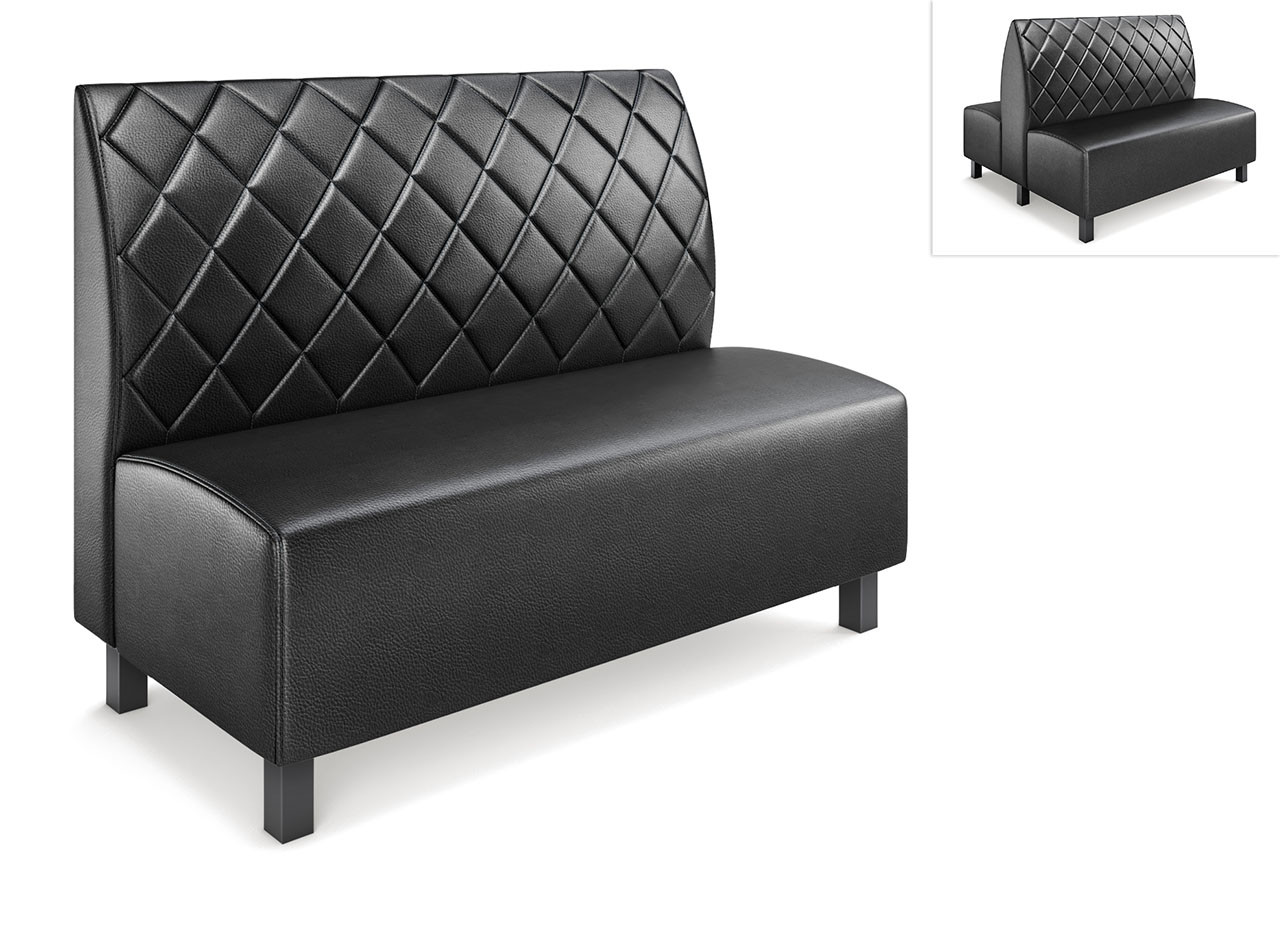 Norway Restaurant Booth - Premium Diamond-Tufted Upholstery - Black Legs -Made in USA Norway Restaurant Booth - Premium Diamond-Tufted Upholstery - Black Legs -Made in USA