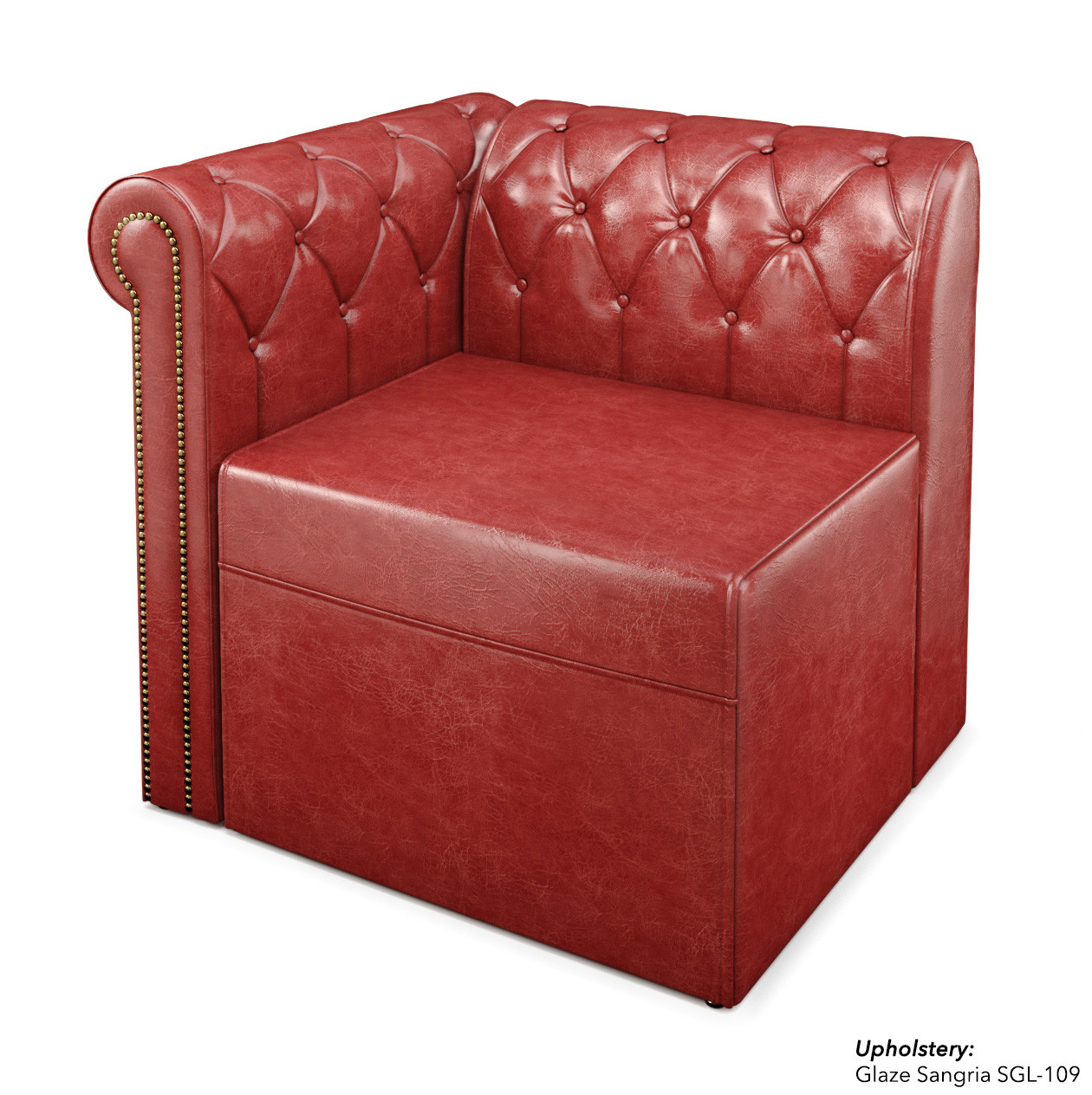 ESCAPE Luxurious Button-Tufted Left-Side with Brass Nail Trim - Made in USA