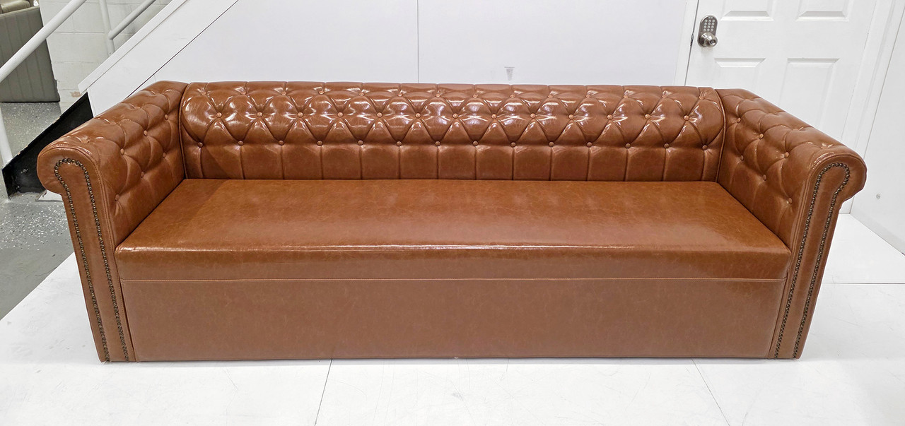 Commercial-Grade Lush Sofa with Brass Nail Trim - Made in USA