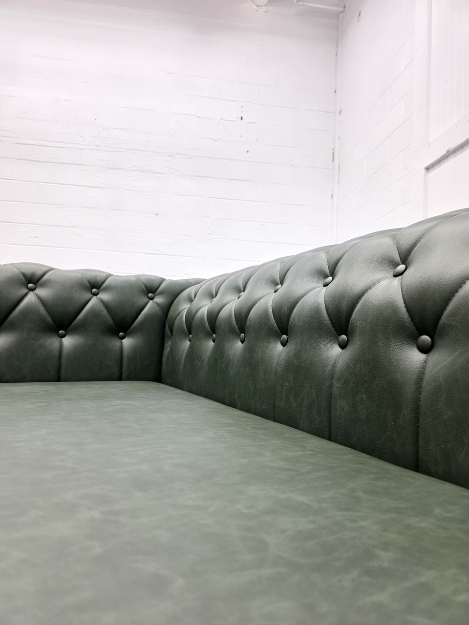 Commercial-Grade Lush Sofa with Brass Nail Trim - Made in USA