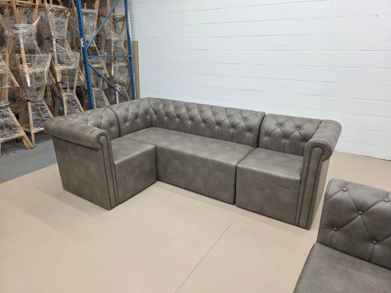 ESCAPE Luxurious  Modular Extra Long Sectional Sofa with Brass Nail Trim -Made in USA