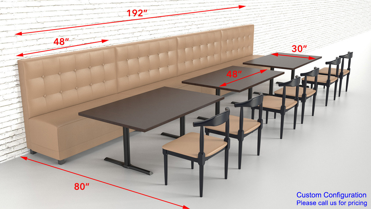 Legacy Restaurant U-Shape Booth Package - [12] Legacy Restaurant  Channel-Tufted Booths with [4] Walnut Tables (SEATS 24) -  ModernLineFurniture®