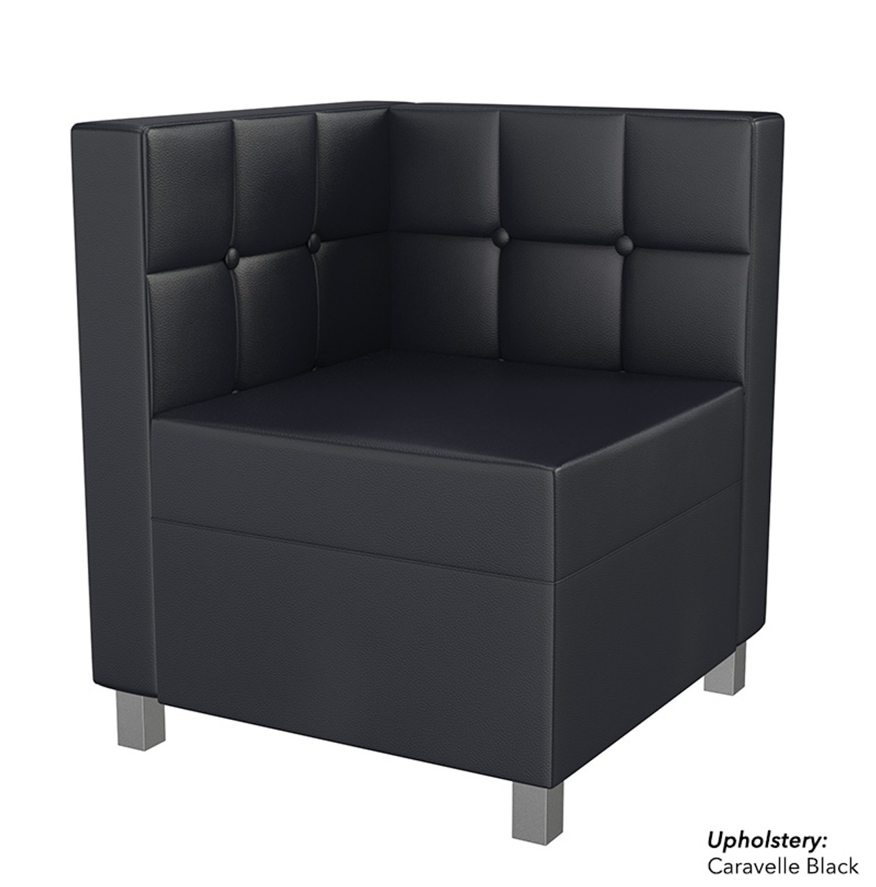 Quick Ship Ready - 9049X Modular  - Corner - Tufted Back - Flat Seat - Gunmetal Legs