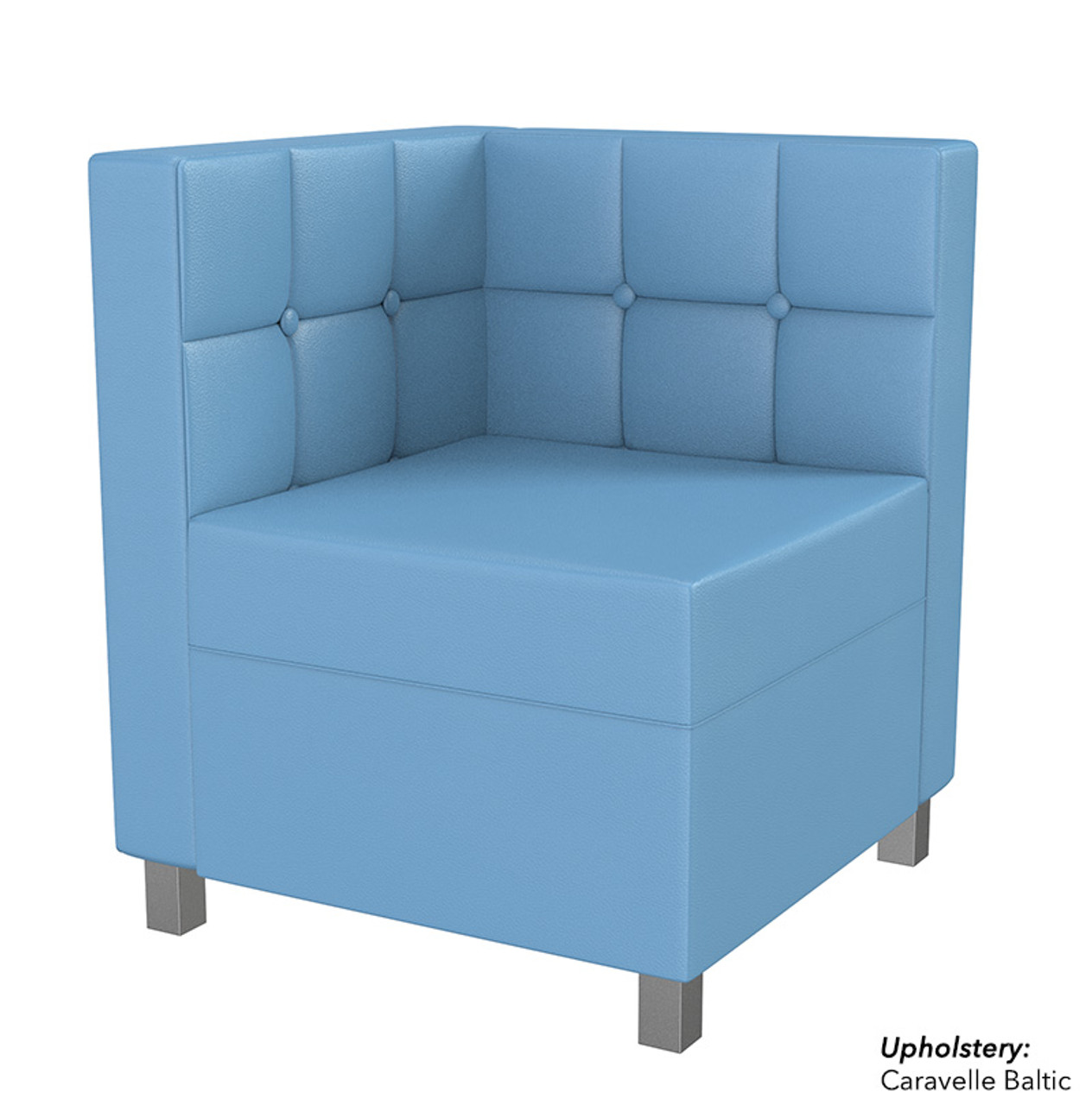 Quick Ship Ready - 9049X Modular  - Corner - Tufted Back - Flat Seat - Gunmetal Legs