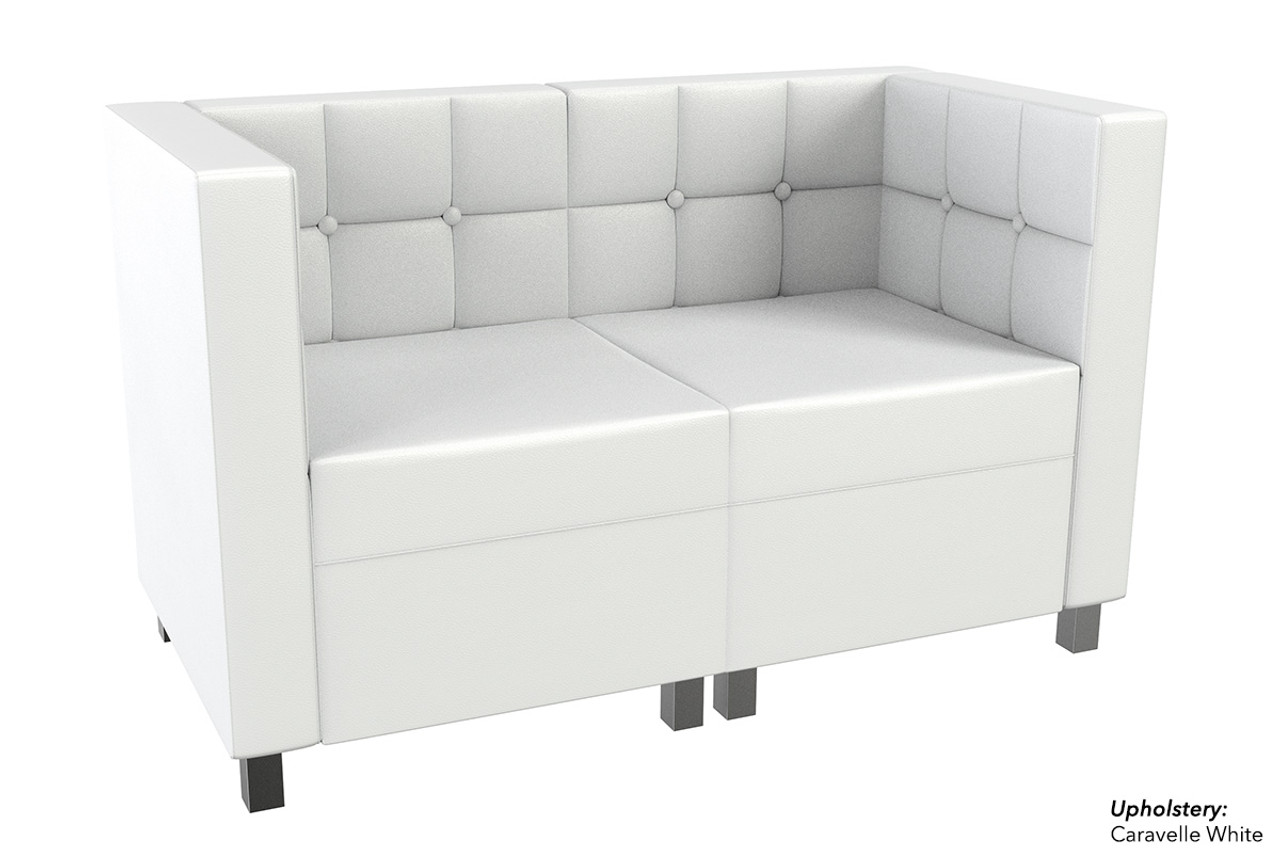 Quick Ship Ready - 9049X Modular Love Seat with Arms - Tufted Back - Flat Seat - Gunmetal Legs