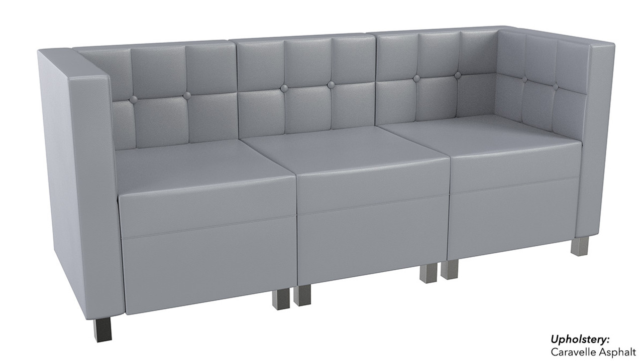  Quick Ship Ready - 9049X Modular Sofa - Tufted Back - Flat Seat - Gunmetal Legs