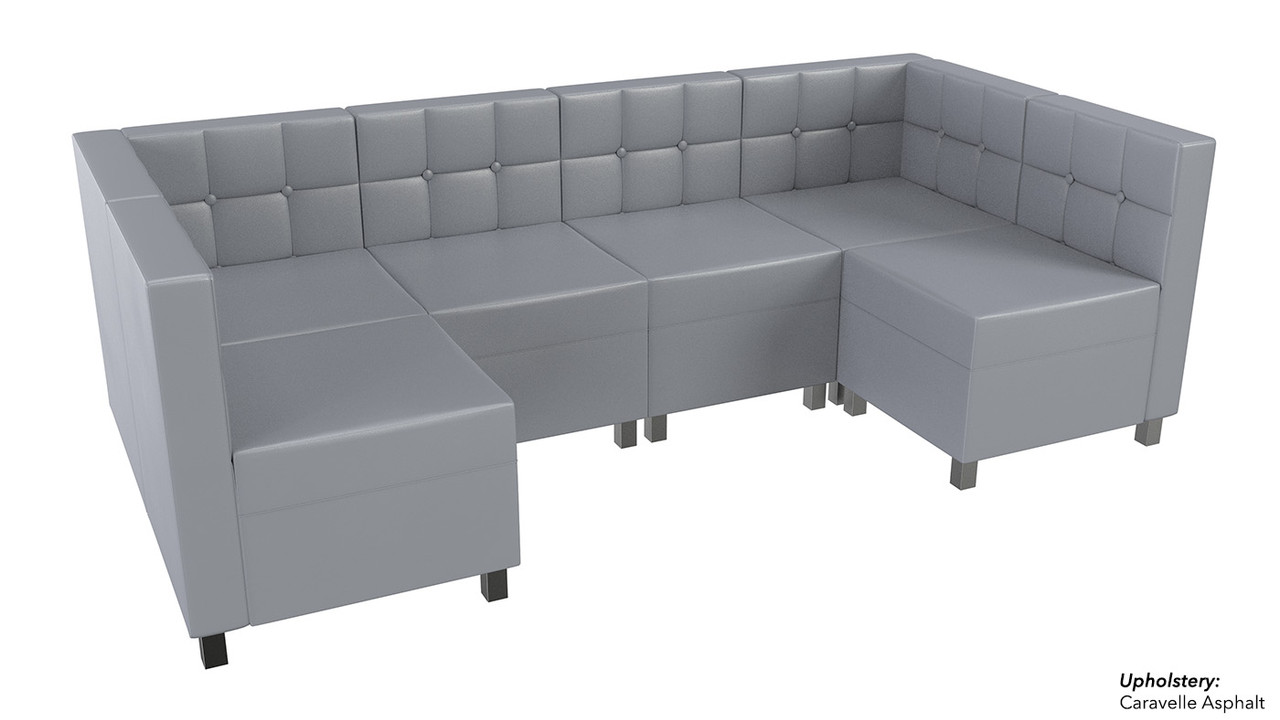 Quick Ship Ready - 9049X Modular Ushape - Tufted Back - Flat Seat - Gunmetal Legs