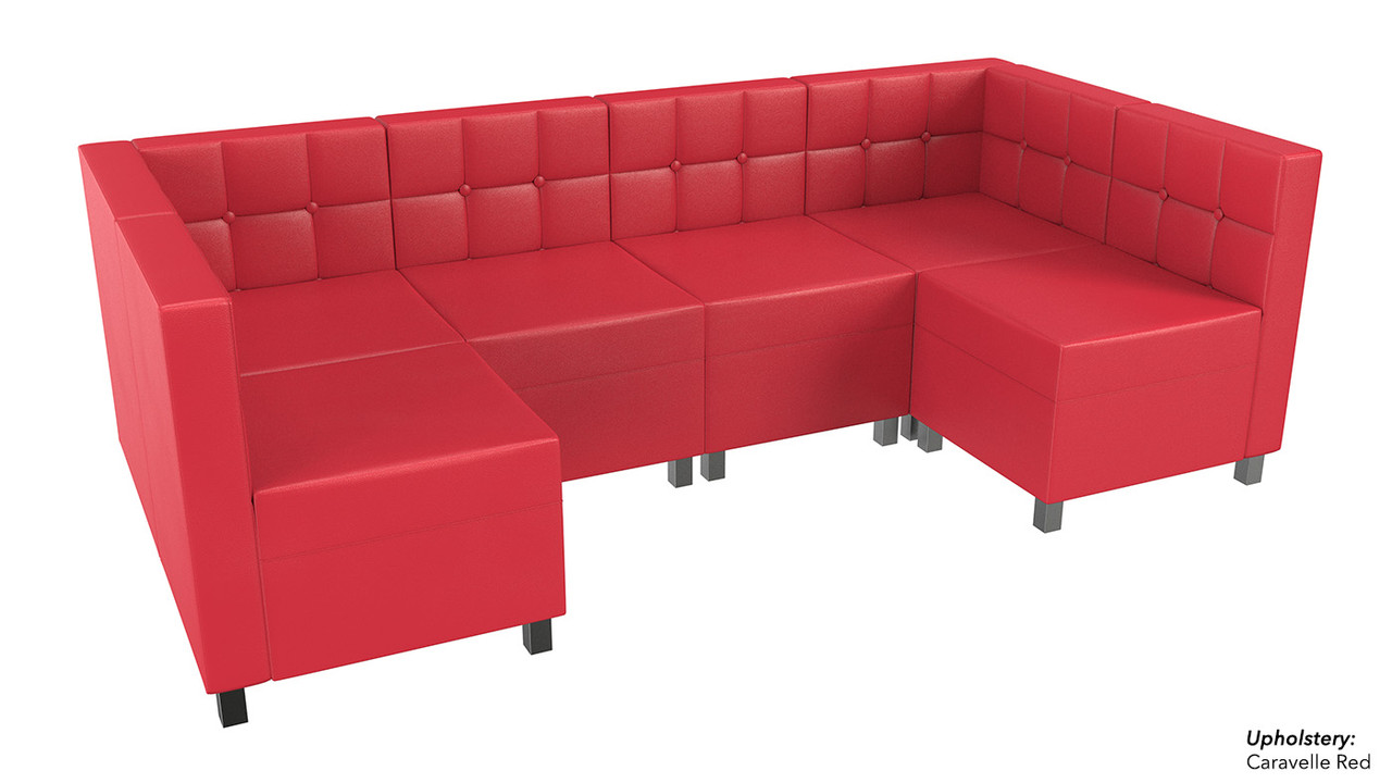 Quick Ship Ready - 9049X Modular Ushape - Tufted Back - Flat Seat - Gunmetal Legs