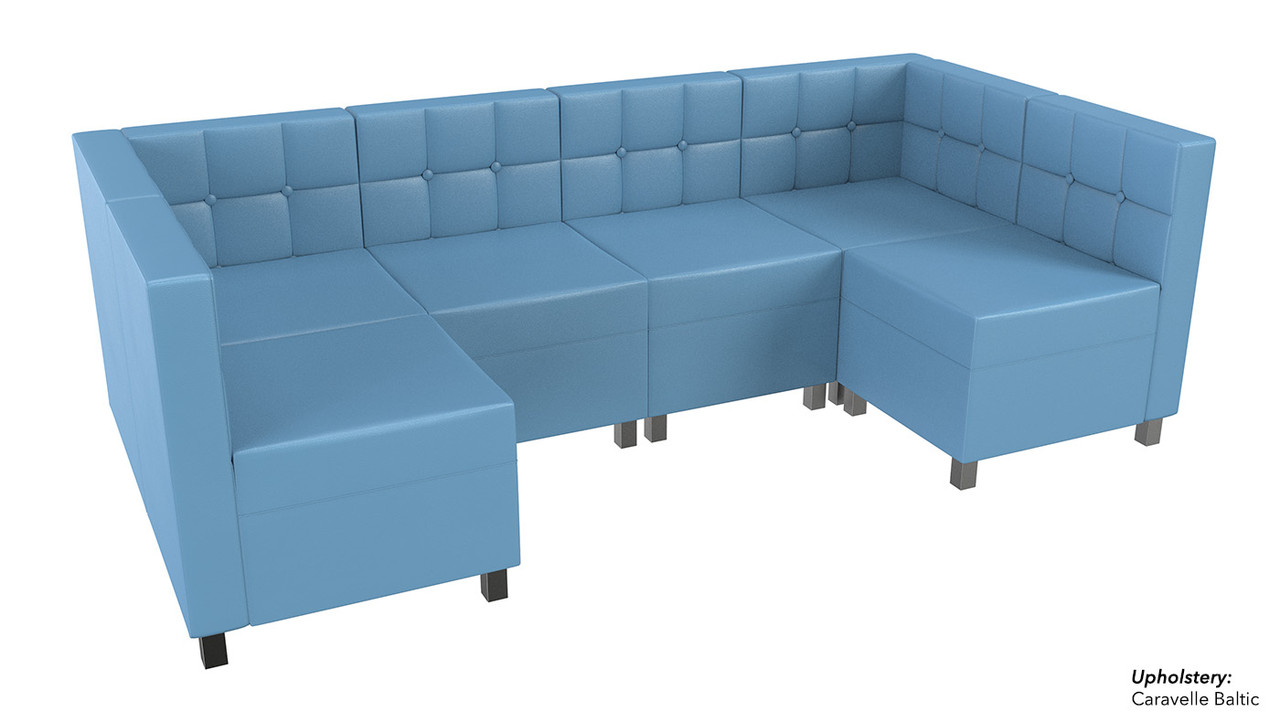 Quick Ship Ready - 9049X Modular Ushape - Tufted Back - Flat Seat - Gunmetal Legs