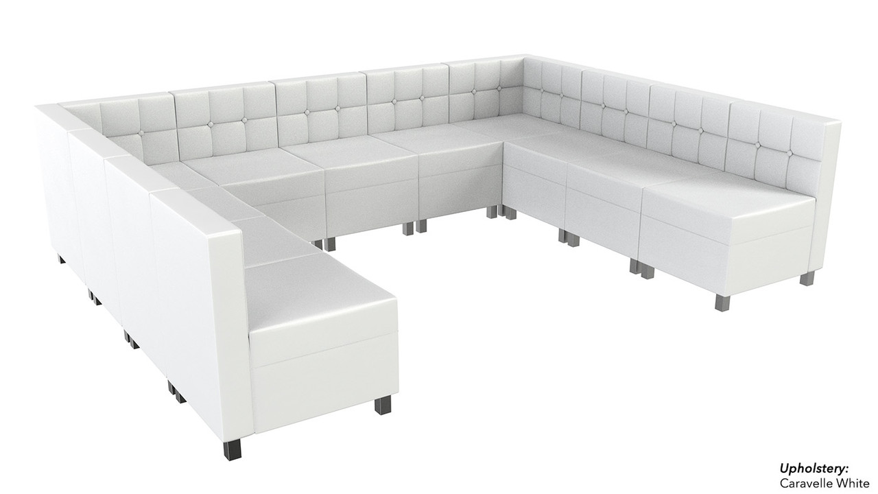 Quick Ship Ready - 9049X Large Modular Ushape - Tufted Back - Flat Seat - Gunmetal Legs