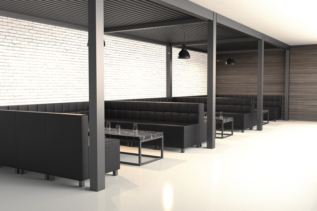 Quick Ship Ready - 9049X Large Modular Ushape - Tufted Back - Flat Seat - Gunmetal Legs