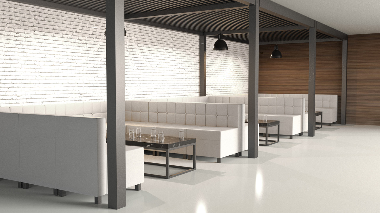 Quick Ship Ready - 9049X Large Modular Ushape - Tufted Back - Flat Seat - Gunmetal Legs