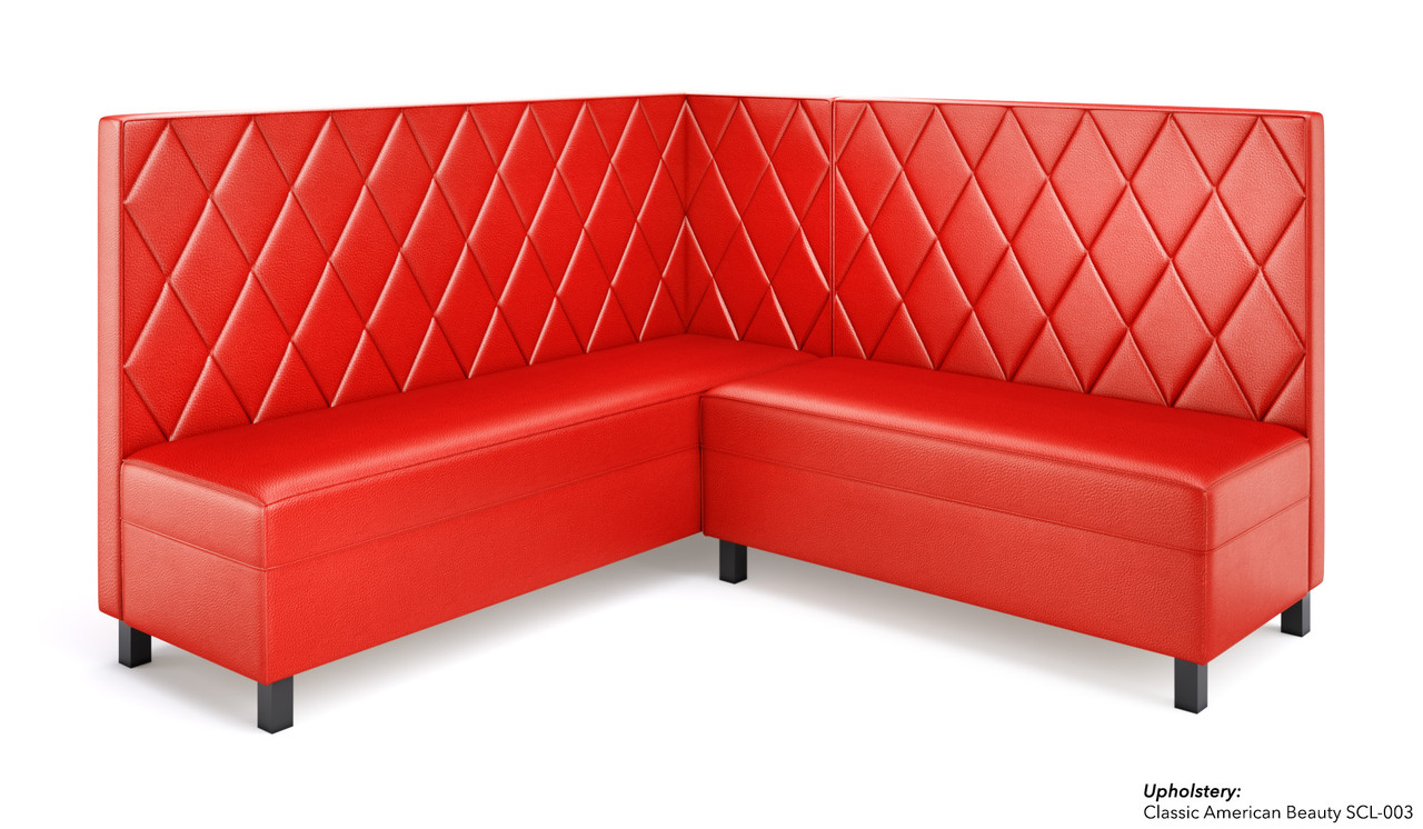 Legacy - Modular V-Shape Seating - Premium Diamond Tufted Upholstery - Gunmetal Legs -Made in USA