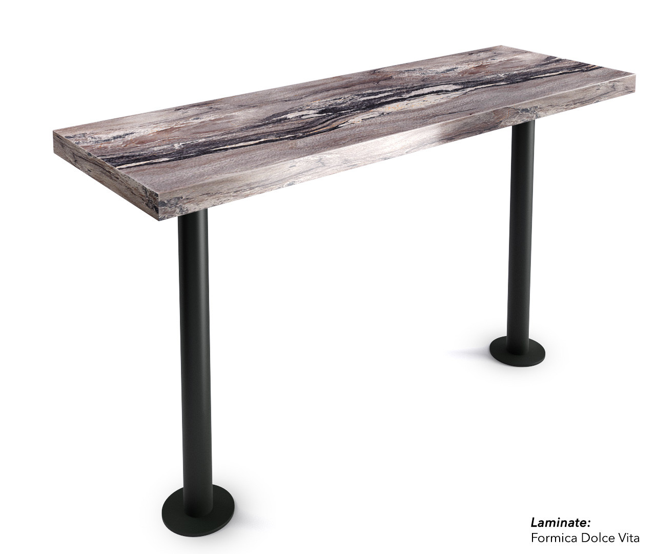 Bolt Down Table Tops - Stand-Up Bar Table with Two Black Bases - Handcrafted - Available in Many Finishes (42" Height) Bolt Down Table Tops - Stand-Up Bar Table with Two Black Bases - Handcrafted - Available in Many Finishes (42" Height)